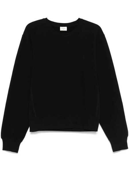 Pulovere Saint Laurent Saint Laurent Cassandre Cotton Crew-Neck Sweatshirt Black Barbati (BM 18936960) 1