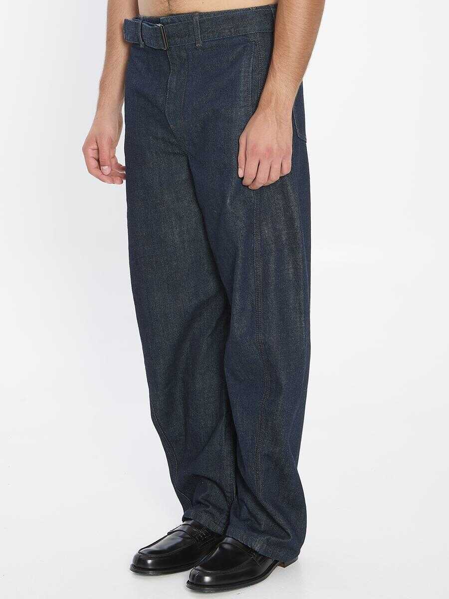 Blugi LEMAIRE Twisted Belted Pants In Denim BLUE Barbati (BM 18937200) 2