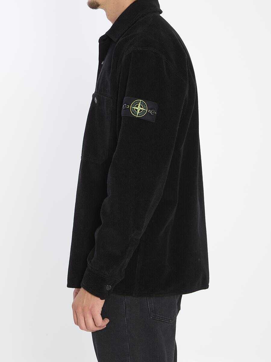 Camasi Stone Island Corduroy Overshirt Black Barbati (BM 18937407) 3