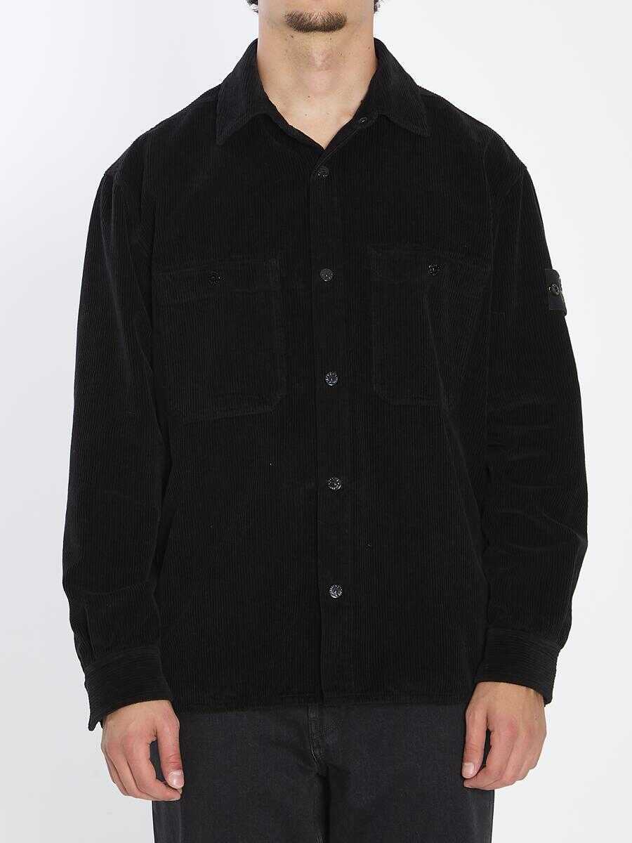 Camasi Stone Island Corduroy Overshirt Black Barbati (BM 18937407) 1