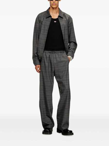 Pantaloni Diesel P-Tilson Grey Pants With Logo Detail On The Rear And All-Over Check Motif In Wool Blend Stretch Man GREY Barbati (BM 18938025) 2