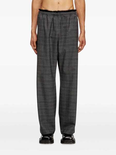 Pantaloni Diesel P-Tilson Grey Pants With Logo Detail On The Rear And All-Over Check Motif In Wool Blend Stretch Man GREY Barbati (BM 18938025) 3
