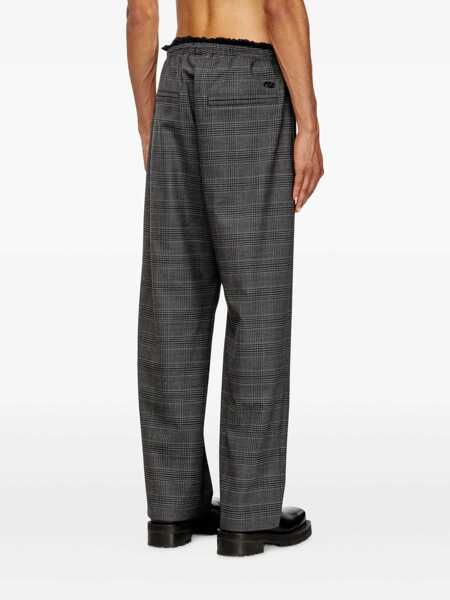 Pantaloni Diesel P-Tilson Grey Pants With Logo Detail On The Rear And All-Over Check Motif In Wool Blend Stretch Man GREY Barbati (BM 18938025) 4