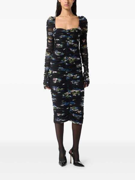Rochii Blumarine Blumarine Multicolor Midi Dress BLACK/BRILLIANT BLUE Femei (BM 18938166) 2