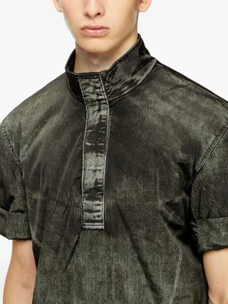 Geci Diesel Black Jacket With Short-Sleeve And Distressed Effect In Fabric Man Black Barbati (BM 18938184) 5