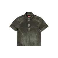 Geci Black Jacket With Short-Sleeve And Distressed Effect In Fabric Man Barbati