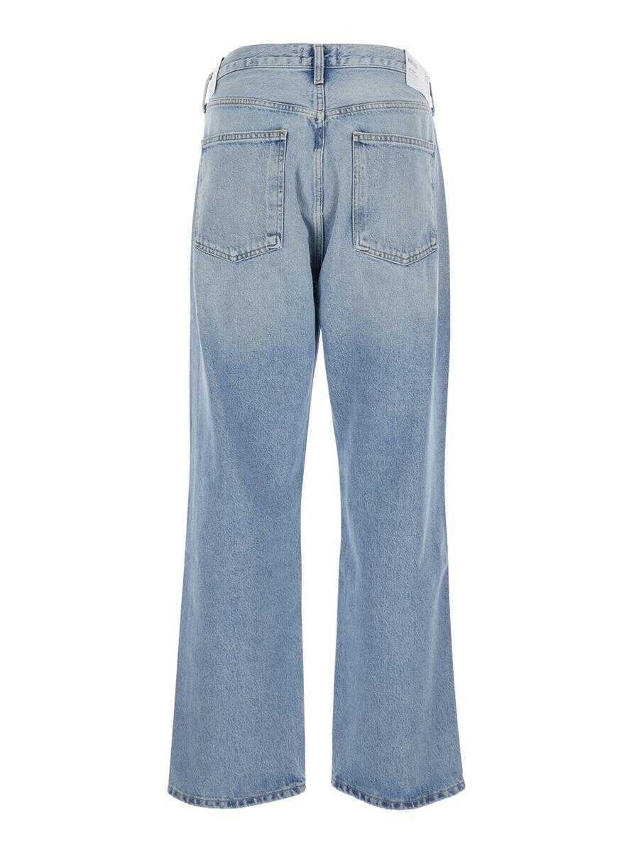 Blugi AGOLDE Light Blue Jeans With Ripped Details On The Front And Logo Patch On The Front In Denim Man BLUE Barbati (BM 18938259) 2