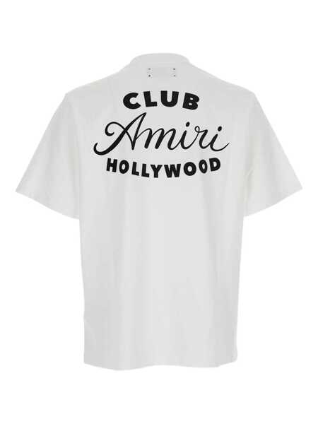 Tricouri AMIRI White Crewneck T-Shirt With Logo Lettering On The Front And Maxi Logo Print On The Rear In Cotton Man WHITE Barbati (BM 18938925) 2