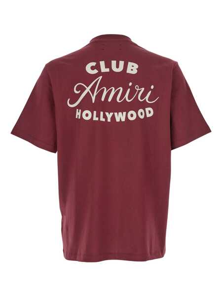 Tricouri AMIRI Bordeaux Crewneck T-Shirt With Logo Lettering On The Front And Maxi Logo Print On The Rear In Cotton Man Red Barbati (BM 18938928) 2