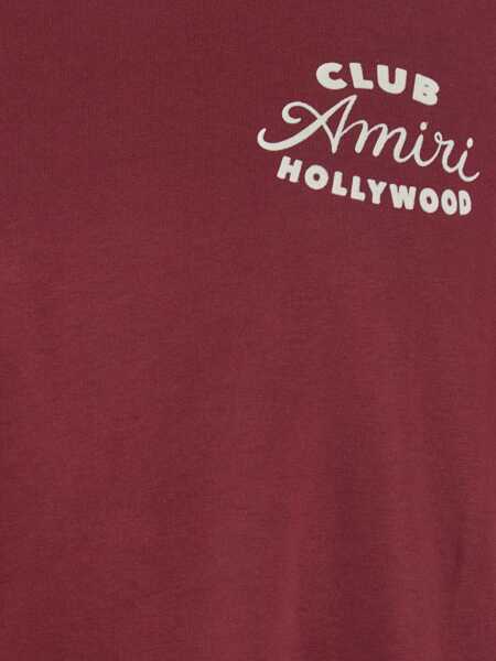 Tricouri AMIRI Bordeaux Crewneck T-Shirt With Logo Lettering On The Front And Maxi Logo Print On The Rear In Cotton Man Red Barbati (BM 18938928) 3