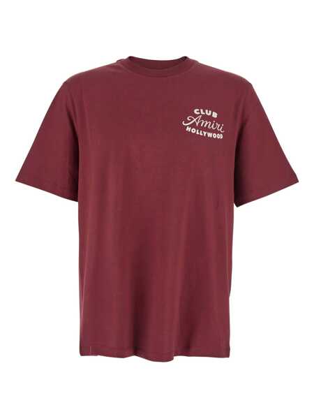 Tricouri AMIRI Bordeaux Crewneck T-Shirt With Logo Lettering On The Front And Maxi Logo Print On The Rear In Cotton Man Red Barbati (BM 18938928) 1