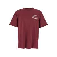 Tricouri Bordeaux Crewneck T-Shirt With Logo Lettering On The Front And Maxi Logo Print On The Rear In Cotton Man Barbati