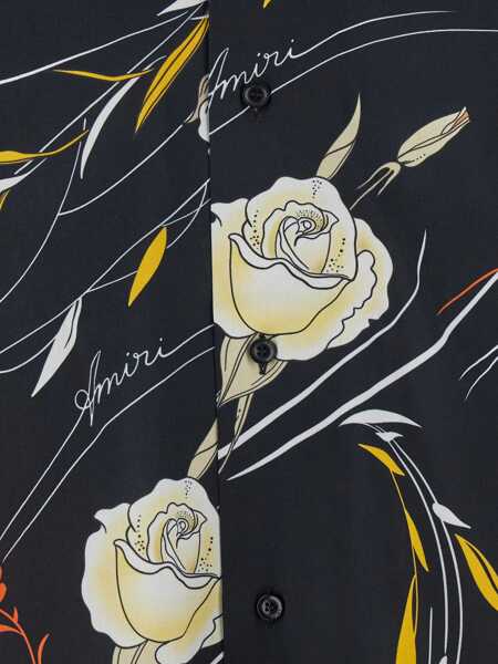 Camasi AMIRI Black Bowling Shirt With Cuban Collar And All-Over Floral Motif In Viscose Man Black Barbati (BM 18939057) 3