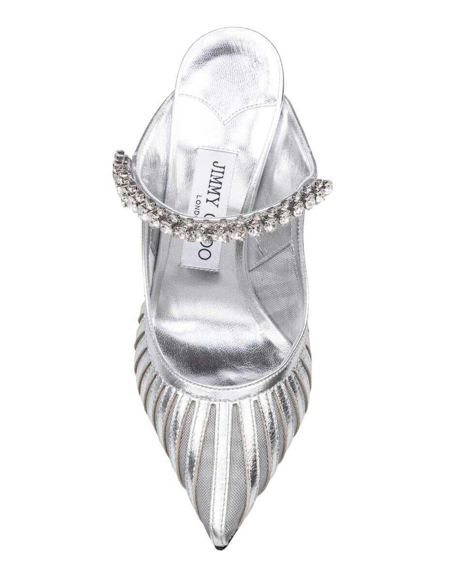 Pantofi cu toc Jimmy Choo Jimmy Choo Bing Mule In Laminated Leather And Transparent Tulle SILVER Femei (BM 18939714) 3