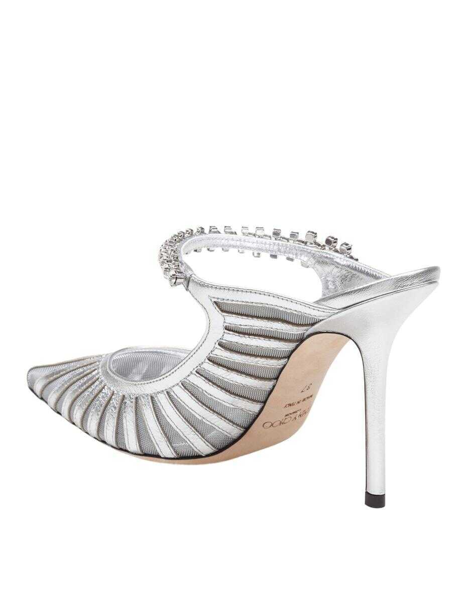 Pantofi cu toc Jimmy Choo Jimmy Choo Bing Mule In Laminated Leather And Transparent Tulle SILVER Femei (BM 18939714) 4