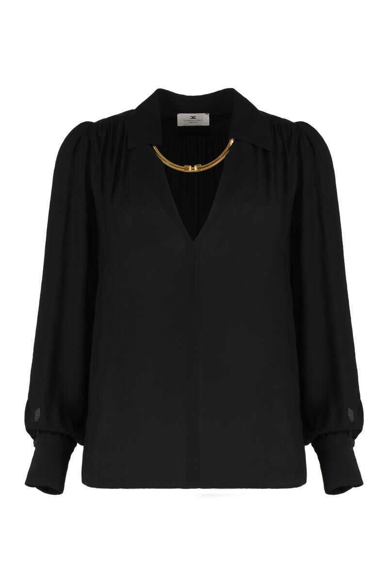 Bluze Elisabetta Franchi Elisabetta Franchi Georgette Blouse Black Femei (BM 18939948) 1