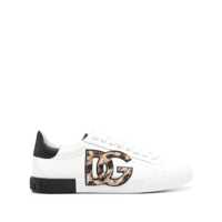 Sneakers White Low Top Sneaker With Animal-Motif Logo In Leather Woman Femei
