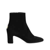Bocanci Black Ankle Boots With Dg Logo Plaque On The Back In Suede Woman Femei