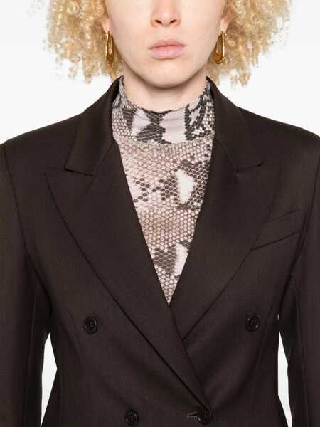 Sacouri P.A.R.O.S.H. Brown Double-Breasted Jacket With Notched Revers In Wool Blend Woman BROWN Femei (BM 18940533) 5