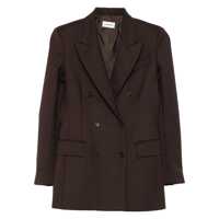 Sacouri Brown Double-Breasted Jacket With Notched Revers In Wool Blend Woman Femei