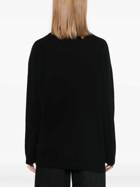 Pulovere P.A.R.O.S.H. Black Crewneck Sweater With Asymmetric Hem In Wool And Cashmere Woman Black Femei (BM 18940536) 4
