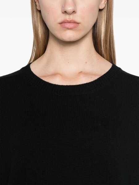 Pulovere P.A.R.O.S.H. Black Crewneck Sweater With Asymmetric Hem In Wool And Cashmere Woman Black Femei (BM 18940536) 5