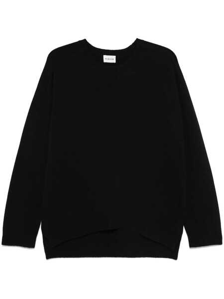 Pulovere P.A.R.O.S.H. Black Crewneck Sweater With Asymmetric Hem In Wool And Cashmere Woman Black Femei (BM 18940536) 1