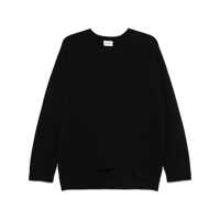 Pulovere Black Crewneck Sweater With Asymmetric Hem In Wool And Cashmere Woman Femei