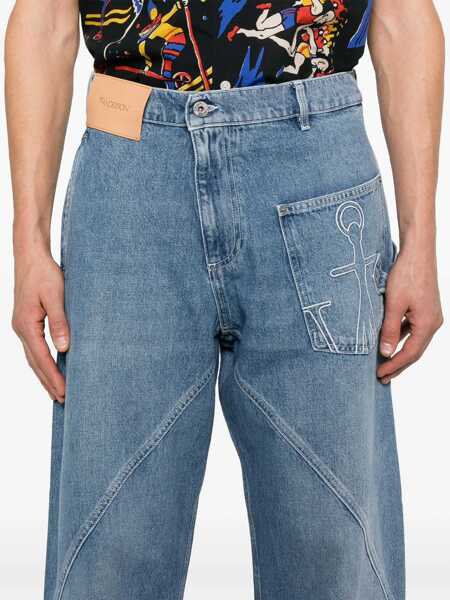 Blugi JW Anderson Light Blue Jeans With Twisted Design And One Front Patch Pocket In Denim Man BLUE Barbati (BM 18940806) 5