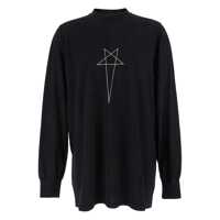 Tricouri Black Crewneck T-Shirt With Logo Print On The Front In Cotton Man Barbati