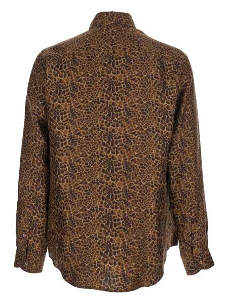 Camasi Emporio Armani Brown Shirt With Leopard Print And Pointed Collar In Silk Man BROWN Barbati (BM 18941043) 2
