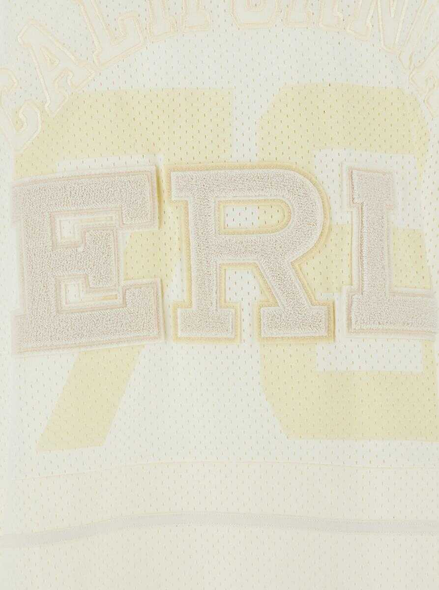 Tricouri ERL White Long-Sleeve T-Shirt With V Neck And Maxi Logo On The Front In Tech Fabric Man WHITE Barbati (BM 18941049) 3