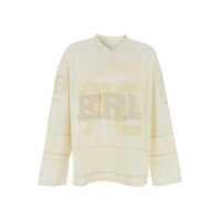 Tricouri White Long-Sleeve T-Shirt With V Neck And Maxi Logo On The Front In Tech Fabric Man Barbati