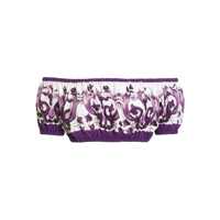 Topuri Violet Off-Shoulder Cropped Top With All-Over Floral Print In Cotton Woman Femei