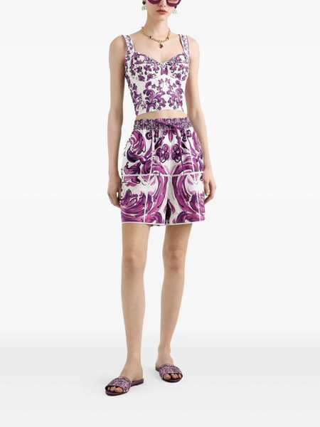Topuri Dolce & Gabbana Violet Top With Sweetheart Neckline And All-Over Graphic Print In Cotton Blend Woman Purple Femei (BM 18941223) 2
