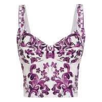 Topuri Violet Top With Sweetheart Neckline And All-Over Graphic Print In Cotton Blend Woman Femei
