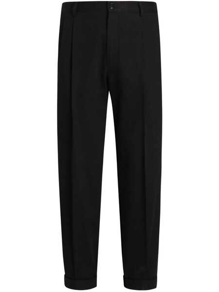 Pantaloni Dolce & Gabbana Black Pants With Turn-Up Hem In Cotton Man Black Barbati (BM 18941658) 1