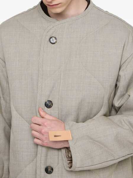 Geci JW Anderson Beige Crewneck Jacket With Quilted Design On The Front And Logo Embroidery On The Rear In Fabric Man Beige Barbati (BM 18942228) 4