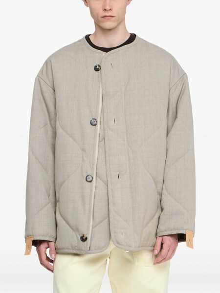 Geci JW Anderson Beige Crewneck Jacket With Quilted Design On The Front And Logo Embroidery On The Rear In Fabric Man Beige Barbati (BM 18942228) 1