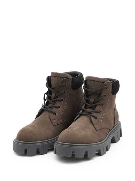 Bocanci Moncler Moncler Peak City Leather Lace-Up Boots BROWN Barbati (BM 18942408) 2