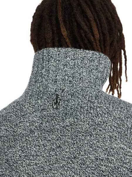 Pulovere JW Anderson Grey Sweater With High Neck And One Front Patch Leather Pocket In Wool Blend Man GREY Barbati (BM 18942762) 5