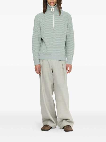 Pulovere JW Anderson Grey Sweater With Half Zip Closure On The Front In Cotton Piquet Man GREY Barbati (BM 18942765) 2