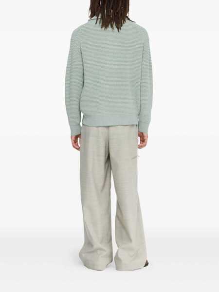 Pulovere JW Anderson Grey Sweater With Half Zip Closure On The Front In Cotton Piquet Man GREY Barbati (BM 18942765) 3