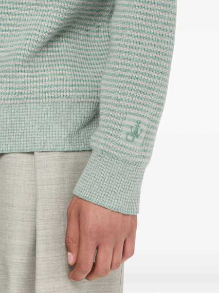 Pulovere JW Anderson Grey Sweater With Half Zip Closure On The Front In Cotton Piquet Man GREY Barbati (BM 18942765) 4