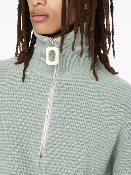 Pulovere JW Anderson Grey Sweater With Half Zip Closure On The Front In Cotton Piquet Man GREY Barbati (BM 18942765) 5
