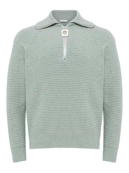 Pulovere JW Anderson Grey Sweater With Half Zip Closure On The Front In Cotton Piquet Man GREY Barbati (BM 18942765) 1