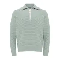 Pulovere Grey Sweater With Half Zip Closure On The Front In Cotton Piquet Man Barbati