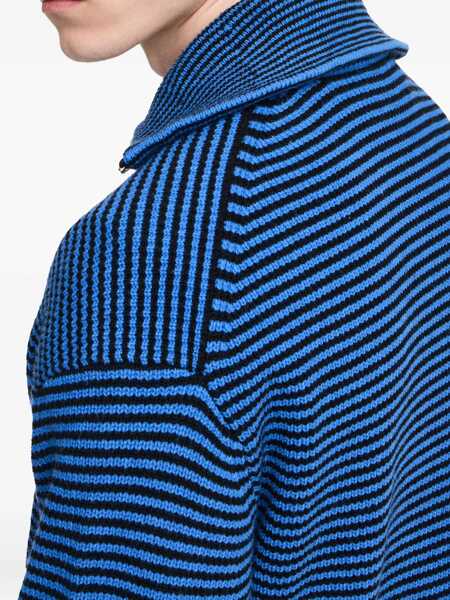 Pulovere JW Anderson Blue Sweater With Half Zip Closure On The Front In Cotton Piquet Man BLUE Barbati (BM 18942768) 4