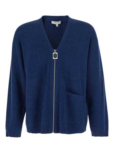 Cardigane JW Anderson Blue Cardigan With V Neck And And Front Zip Closure In Wool Blend Man BLUE Barbati (BM 18942774) 1