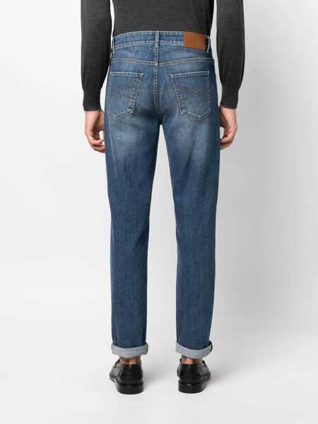 Blugi Brunello Cucinelli Brunello Cucinelli Logo Embroidery Stretch Jeans BLUE Barbati (BM 18943191) 4